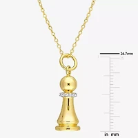 Womens Diamond Accent Genuine White 18K Gold Over Silver 18 Inch Pendant Necklace