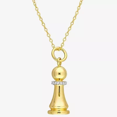Womens Diamond Accent Genuine White 18K Gold Over Silver 18 Inch Pendant Necklace
