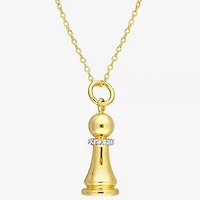 Womens Diamond Accent Genuine White 18K Gold Over Silver 18 Inch Pendant Necklace