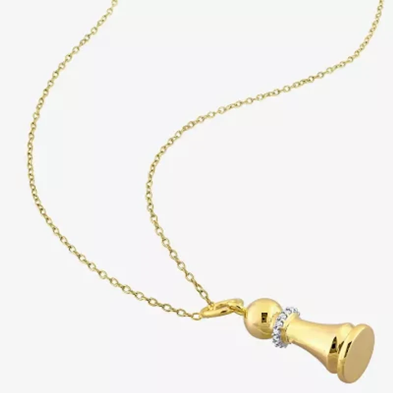 Womens Diamond Accent Genuine White 18K Gold Over Silver 18 Inch Pendant Necklace