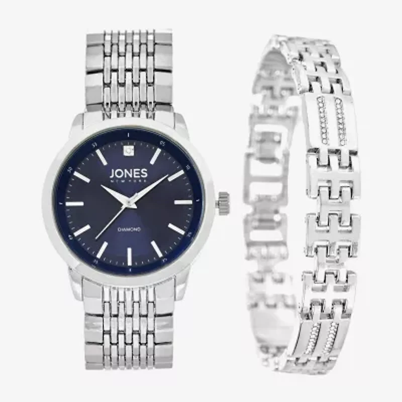 Jones N.Y. Mens Silver Tone Bracelet Watch M0183s-42-J28