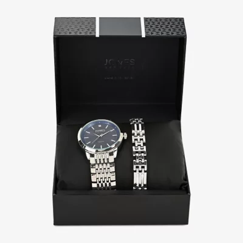 Jones N.Y. Mens Silver Tone Bracelet Watch M0183s-42-J28