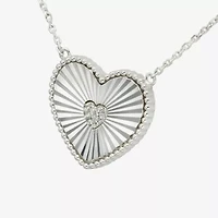 Sparkle Allure Womens Cubic Zirconia Pure Silver Over Brass Heart 16 Inch Pendant Necklace