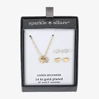 Sparkle Allure Womens Cubic Zirconia 14K Gold Over Brass Heart 3-pc. Jewelry Set