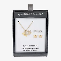 Sparkle Allure Womens Cubic Zirconia 14K Gold Over Brass Butterfly -pc. Jewelry Set