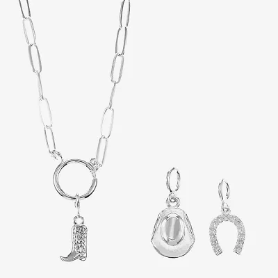 Sparkle Allure Western Womens Cubic Zirconia Paperclip 3-pc. Pendant Necklace Set