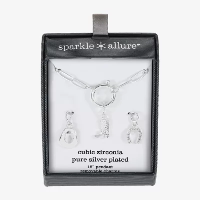 Sparkle Allure Western Womens Cubic Zirconia Paperclip 3-pc. Pendant Necklace Set