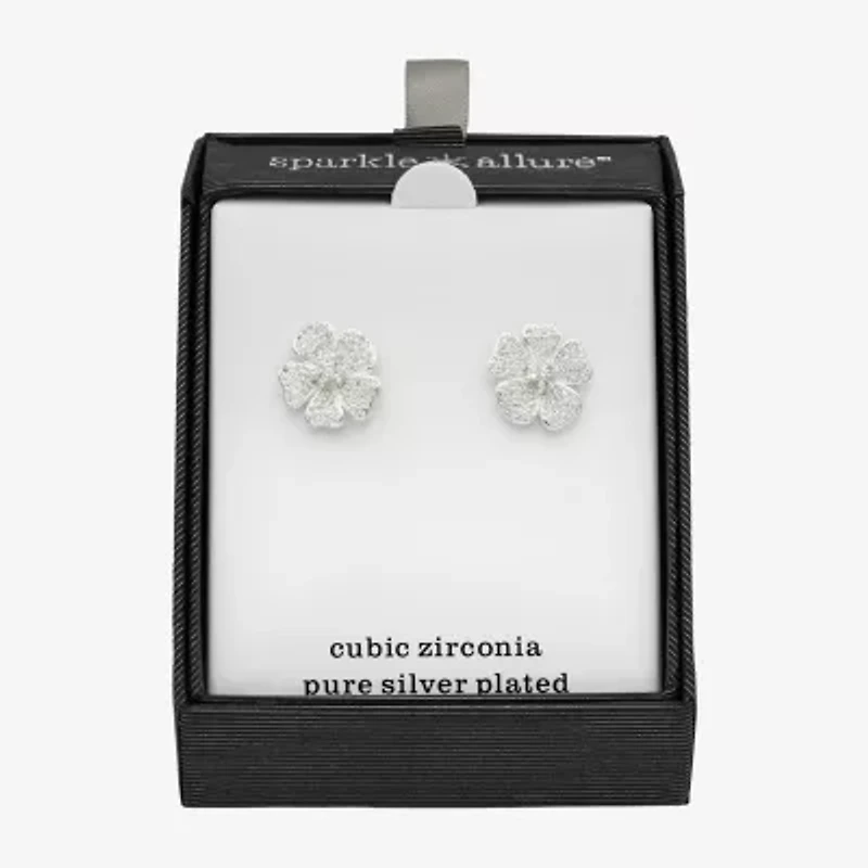 Sparkle Allure Cubic Zirconia 16.9mm Flower Stud Earrings