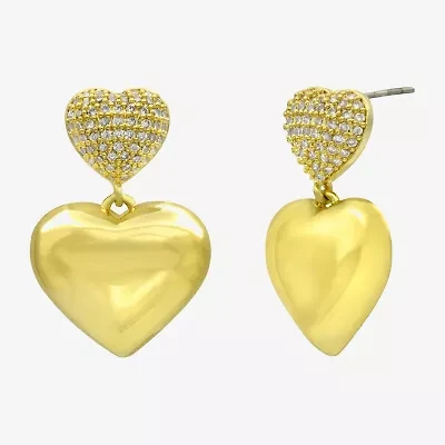 Sparkle Allure Womens Cubic Zirconia 14K Gold Over Brass Pure Silver Over Brass Heart Drop Earrings