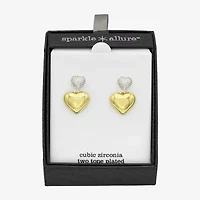 Sparkle Allure Womens Cubic Zirconia 14K Gold Over Brass Pure Silver Over Brass Heart Drop Earrings