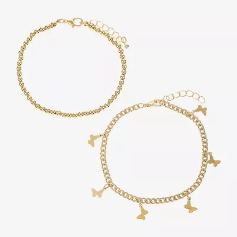 Sparkle Allure Womens 2-pc. 14K Gold Over Brass Bracelet Set