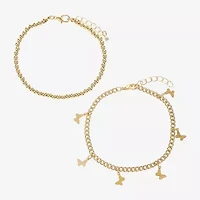 Sparkle Allure Womens 2-pc. 14K Gold Over Brass Bracelet Set