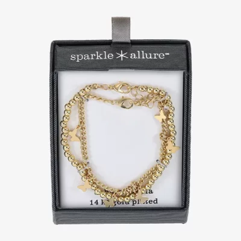 Sparkle Allure Womens 2-pc. 14K Gold Over Brass Bracelet Set