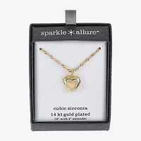 Sparkle Allure Womens Cubic Zirconia 14K Gold Over Brass Heart 18 Inch Pendant Necklace