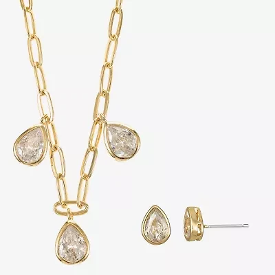 Sparkle Allure Womens Cubic Zirconia 14K Gold Over Brass 2-pc. Jewelry Set