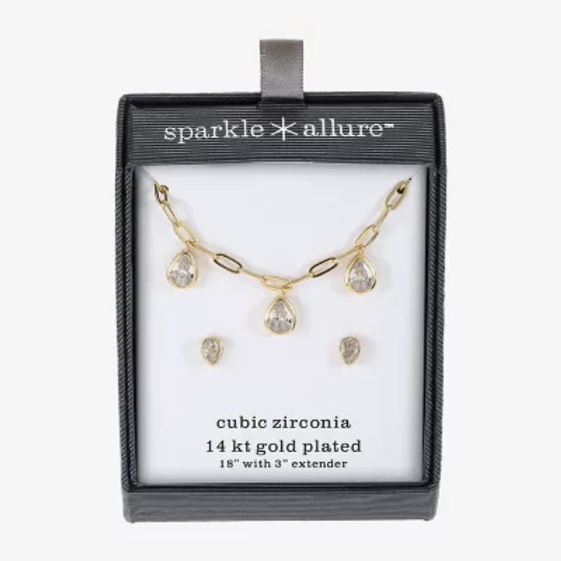 Sparkle Allure Womens Cubic Zirconia 14K Gold Over Brass 2-pc. Jewelry Set