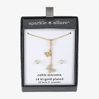 Sparkle Allure Womens Cubic Zirconia 14K Gold Over Brass Butterfly -pc. Jewelry Set