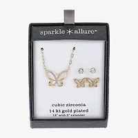 Sparkle Allure Womens Cubic Zirconia 14K Gold Over Brass Butterfly 3-pc. Jewelry Set