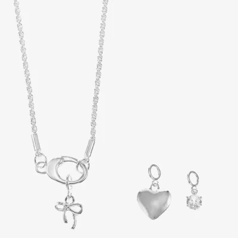 Sparkle Allure Womens Cubic Zirconia Bow Heart 3-pc. Pendant Necklace Set