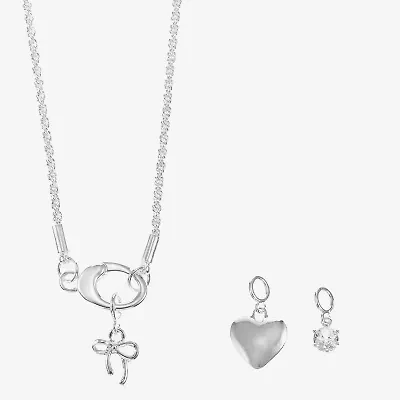 Sparkle Allure Womens Cubic Zirconia Bow Heart 3-pc. Pendant Necklace Set
