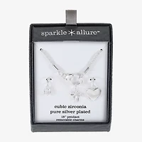 Sparkle Allure Womens Cubic Zirconia Bow Heart 3-pc. Pendant Necklace Set