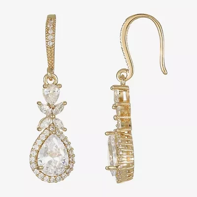 Sparkle Allure Womens Cubic Zirconia 14K Gold Over Brass Drop Earrings