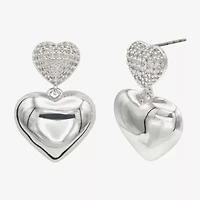 Sparkle Allure Womens Cubic Zirconia Pure Silver Over Brass Heart Drop Earrings