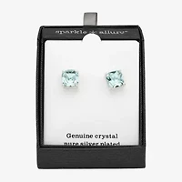 Sparkle Allure Blue Crystal 12.4mm Cushion Stud Earrings