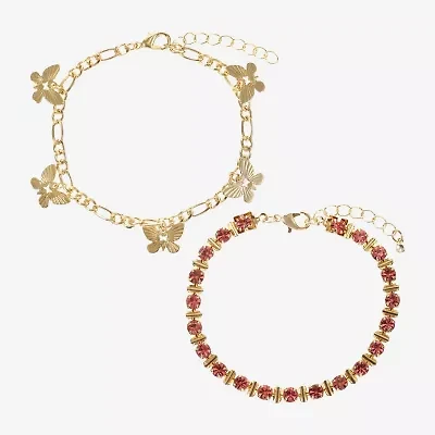 Sparkle Allure Womens 2-pc. Red Crystal 14K Gold Over Brass Bracelet Set