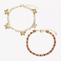Sparkle Allure Womens 2-pc. Red Crystal 14K Gold Over Brass Bracelet Set