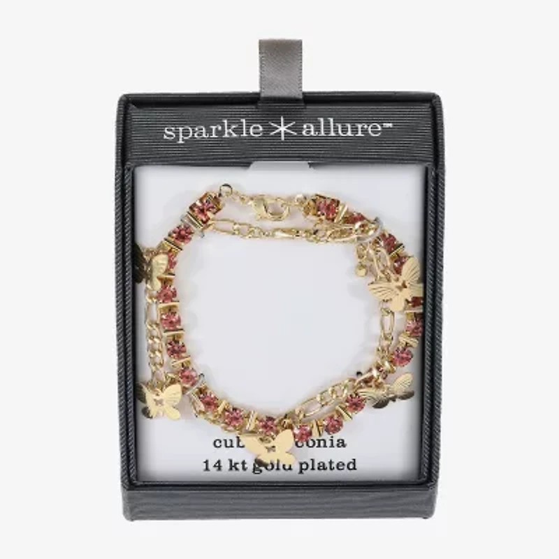 Sparkle Allure Womens 2-pc. Red Crystal 14K Gold Over Brass Bracelet Set