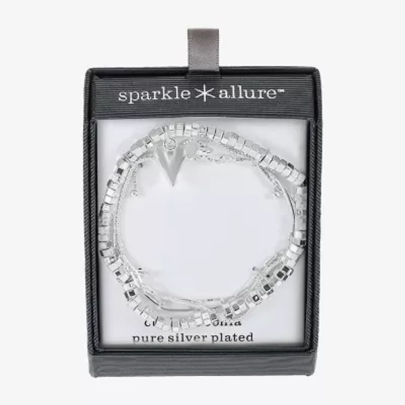 Sparkle Allure Womens 3-pc. Cubic Zirconia Pure Silver Over Brass Bracelet Set