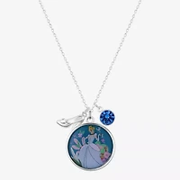 Disney Classics Womens Blue Crystal Pure Silver Over Brass 16 Inch Pendant Necklace