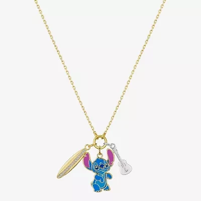 Disney Classics Womens Cubic Zirconia 10K Gold Over Brass Pure Silver Over Brass 16 Inch Pendant Necklace