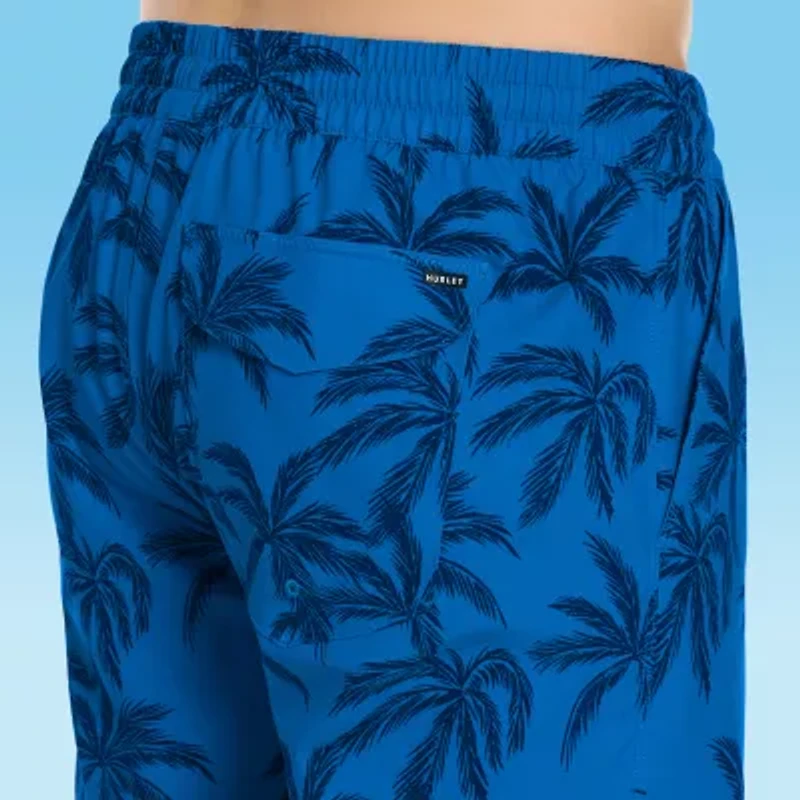 Hurley Mens Drawstring Waist Lined Striped Swim Shorts