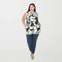 White Mark Plus Womens Crew Neck Sleeveless Tunic Top
