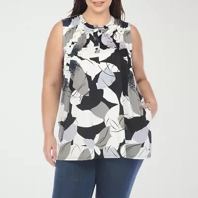 White Mark Plus Womens Crew Neck Sleeveless Tunic Top