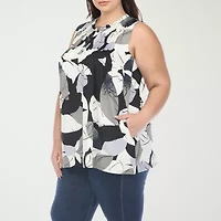 White Mark Plus Womens Crew Neck Sleeveless Tunic Top