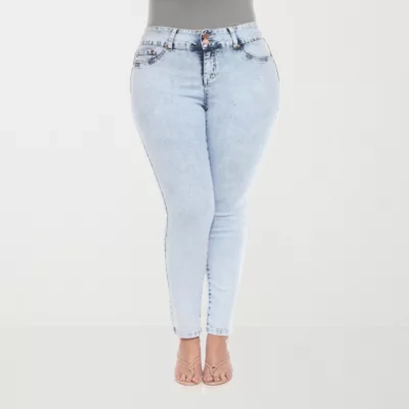 White Mark Womens Stretch Fabric Skinny Fit Plus Jean