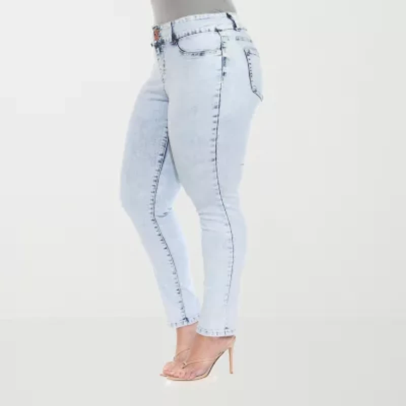 White Mark Womens Stretch Fabric Skinny Fit Plus Jean