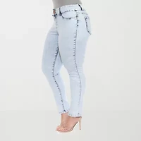 White Mark Womens Stretch Fabric Skinny Fit Plus Jean