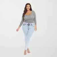 White Mark Womens Stretch Fabric Skinny Fit Plus Jean