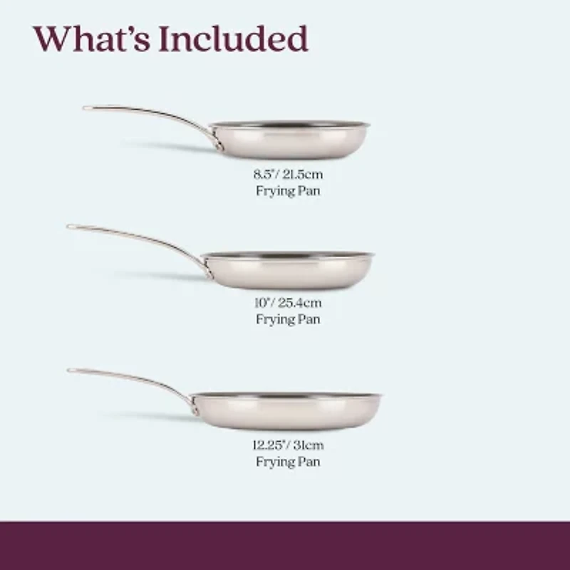 Anolon Everlast Stainless Steel Ceramic 3-pc. Frying Pan Set