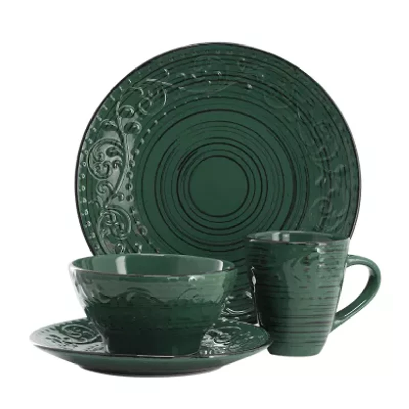 Elama Malibu Sea Glass 16 Piece Dg 16-pc. Stoneware Dinnerware Set