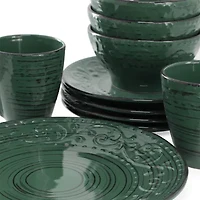 Elama Malibu Sea Glass 16 Piece Dg 16-pc. Stoneware Dinnerware Set