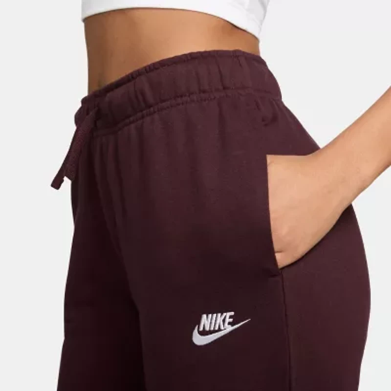 Nike Womens Drawstring Waist Cuffed Mid Rise Fleece Active Jogger Pant