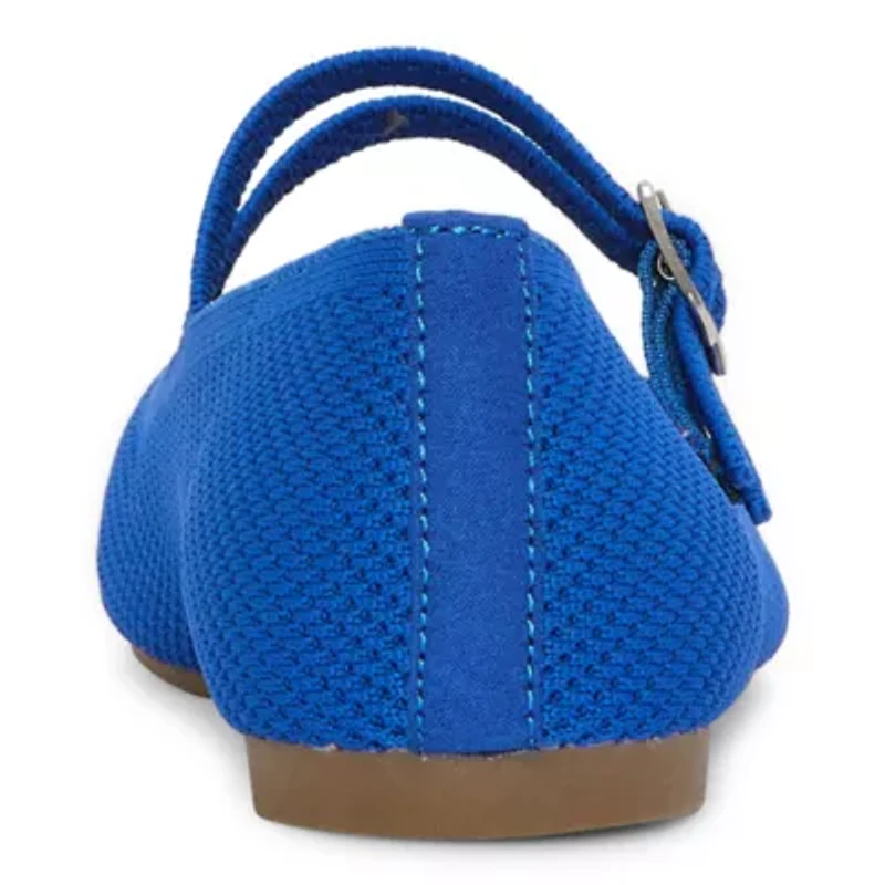 Mixit Double Buckle Mary Jane Womens Square Closed Toe Ballet Flats