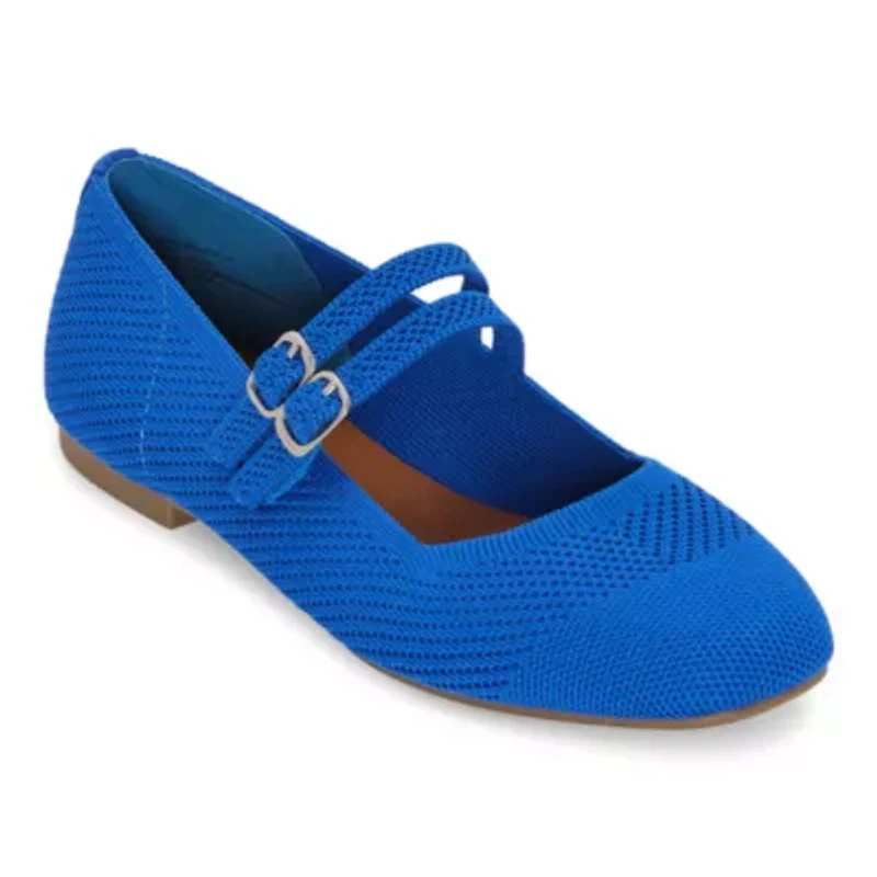Mixit Double Buckle Mary Jane Womens Square Closed Toe Ballet Flats