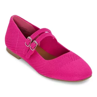 Mixit Double Buckle Mary Jane Womens Square Closed Toe Ballet Flats