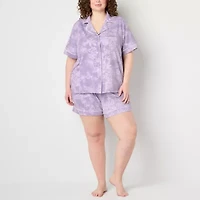 Ambrielle Womens Short Sleeve 2-pc. Plus Pajama Sets